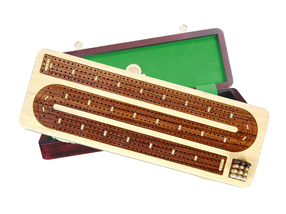Continuous Cribbage Board Bloodwood Maple And Side Drawers 3 Tracks