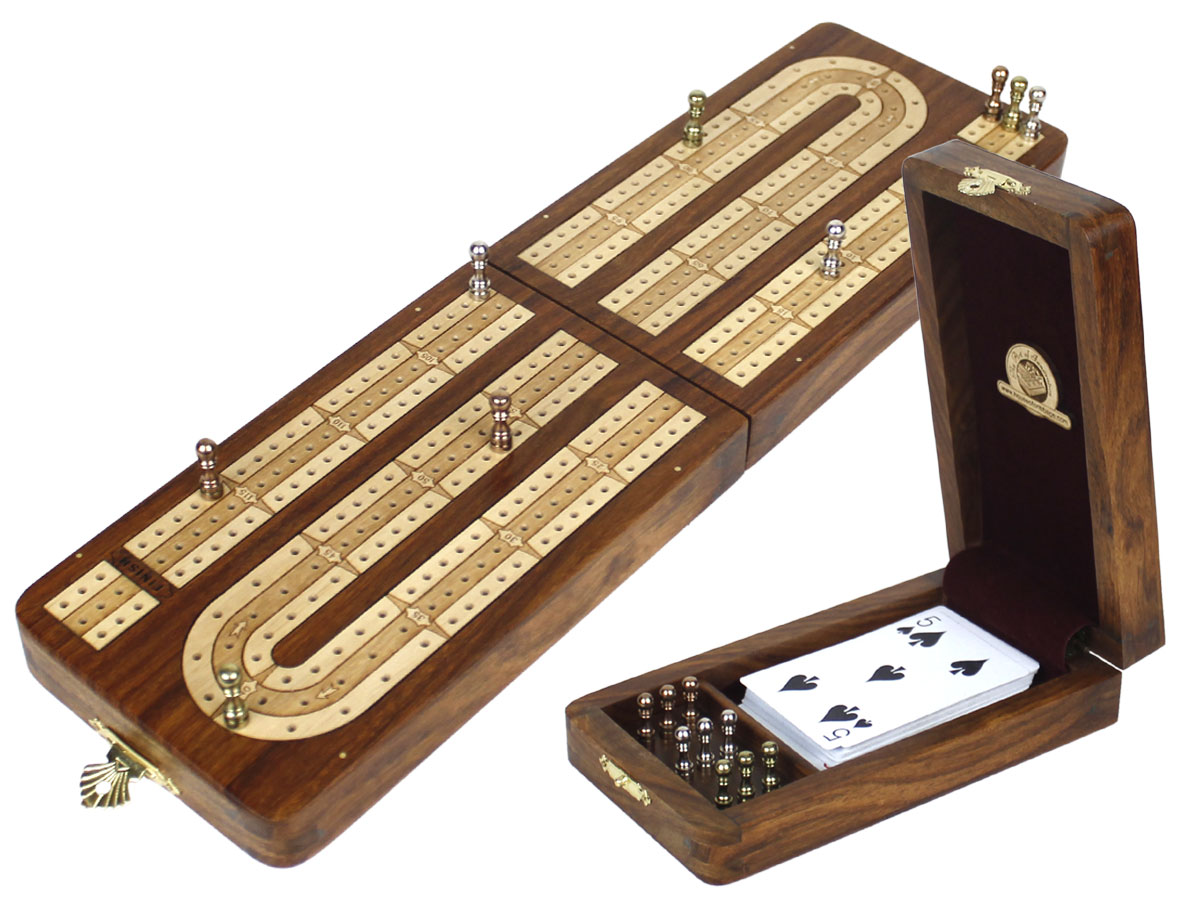 Comes with cards and pegs Alaska Cribbage Board Wood Folding cribbage board 