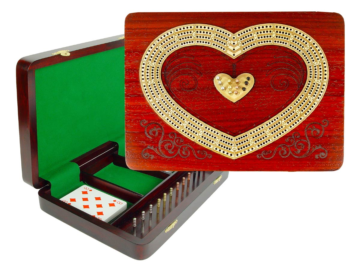 New wood eagle head engraved cribbage board 3 tracks with pegs 