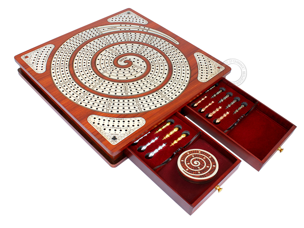 Great for Travel Spiral Cribbage Board with Card and Peg Storage 