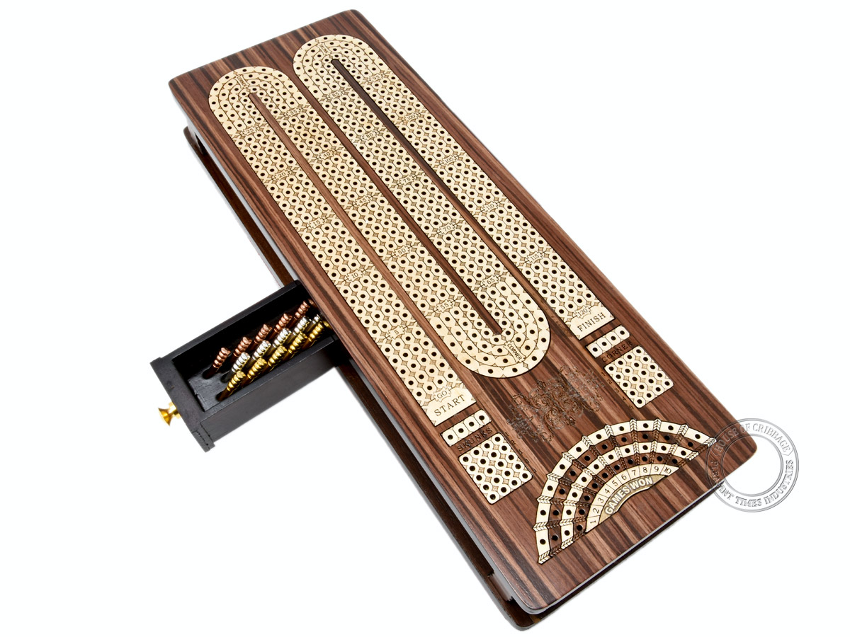 Continuous Cribbage Board Alphabet E Shape Inlaid In Maple Wood